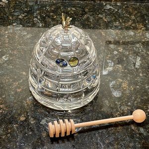 24% Bohemia Crystal Honey Dish and Dipper